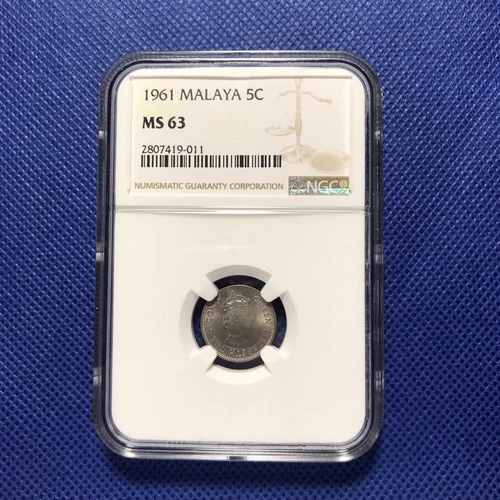 Malaya & British Borneo 1961  5 Cents Uncirculated NGC MS 63