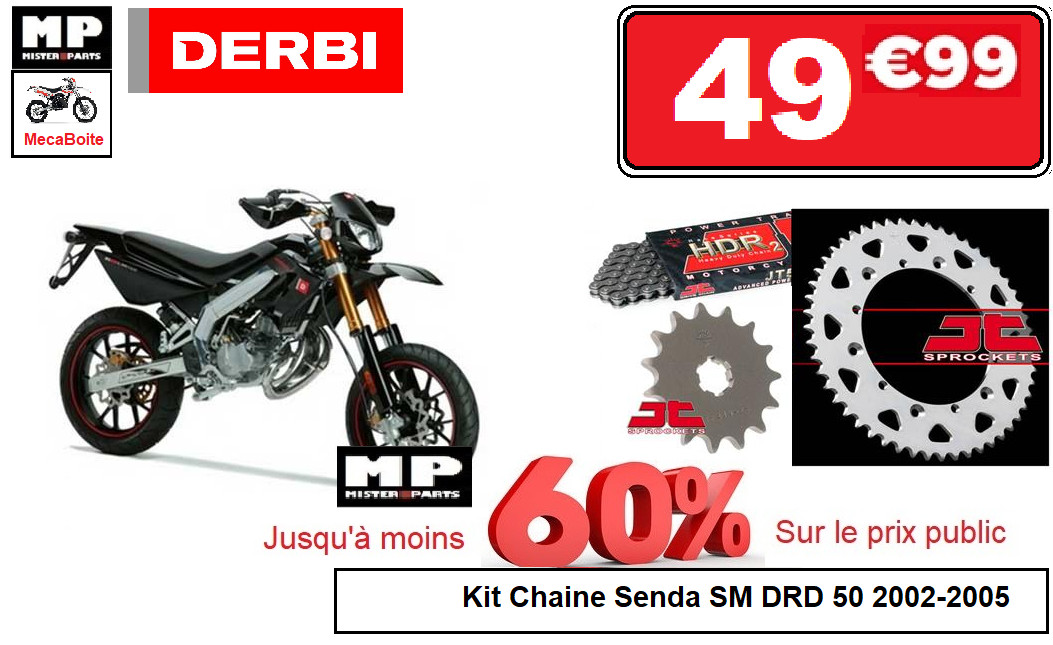 Kit chaine 420 Senda 50 SM transmission moto couronne 53 pignon 14 pour DRD 2000 à 2011 alésage 102