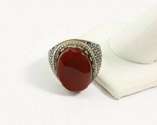 Unique Bali Natural Red Coral Sterling Silver Ring ,Size 10  12.3 Grams