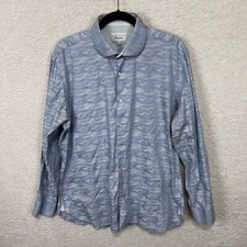 Ted Baker Endurance Shirt Men  s 17 34/35 Blue Abstract Button Up Long Sleeve