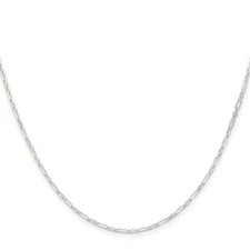 Sterling Silver Diamond- Cut Elongated Cable Chain 16", 18", 22", 24" Lengths