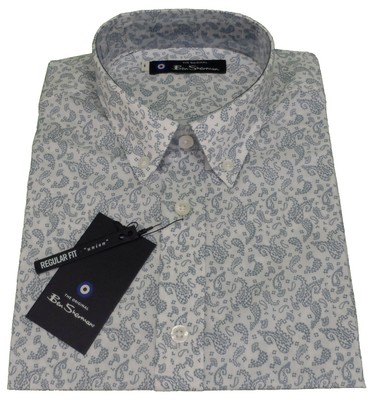 Ben Sherman Mens White Retro Paisley 