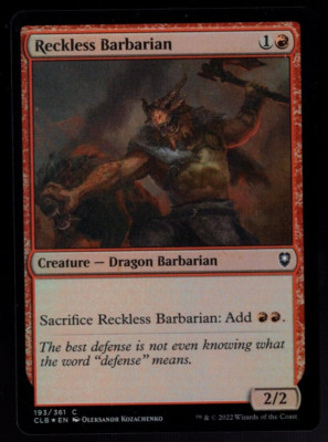 Reckless Barbarian 193/361 Common Foil Baldur's Gate Magic The Gathering NM