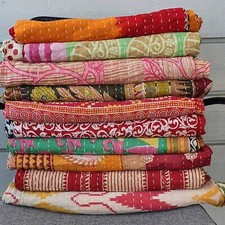 Tribal Kantha Quilts Vintage Cotton Bed Cover Throw Old Assorted Patches Rally