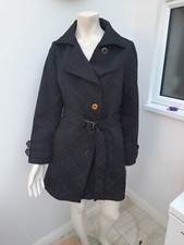 Jasper Conran Belted Blackraincoat Size 12 Rrp £170 Worn Once