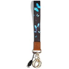 Cute Wrist Lanyard for Keys, Keychain, Wallet, Id Blue Monarch Butterfly