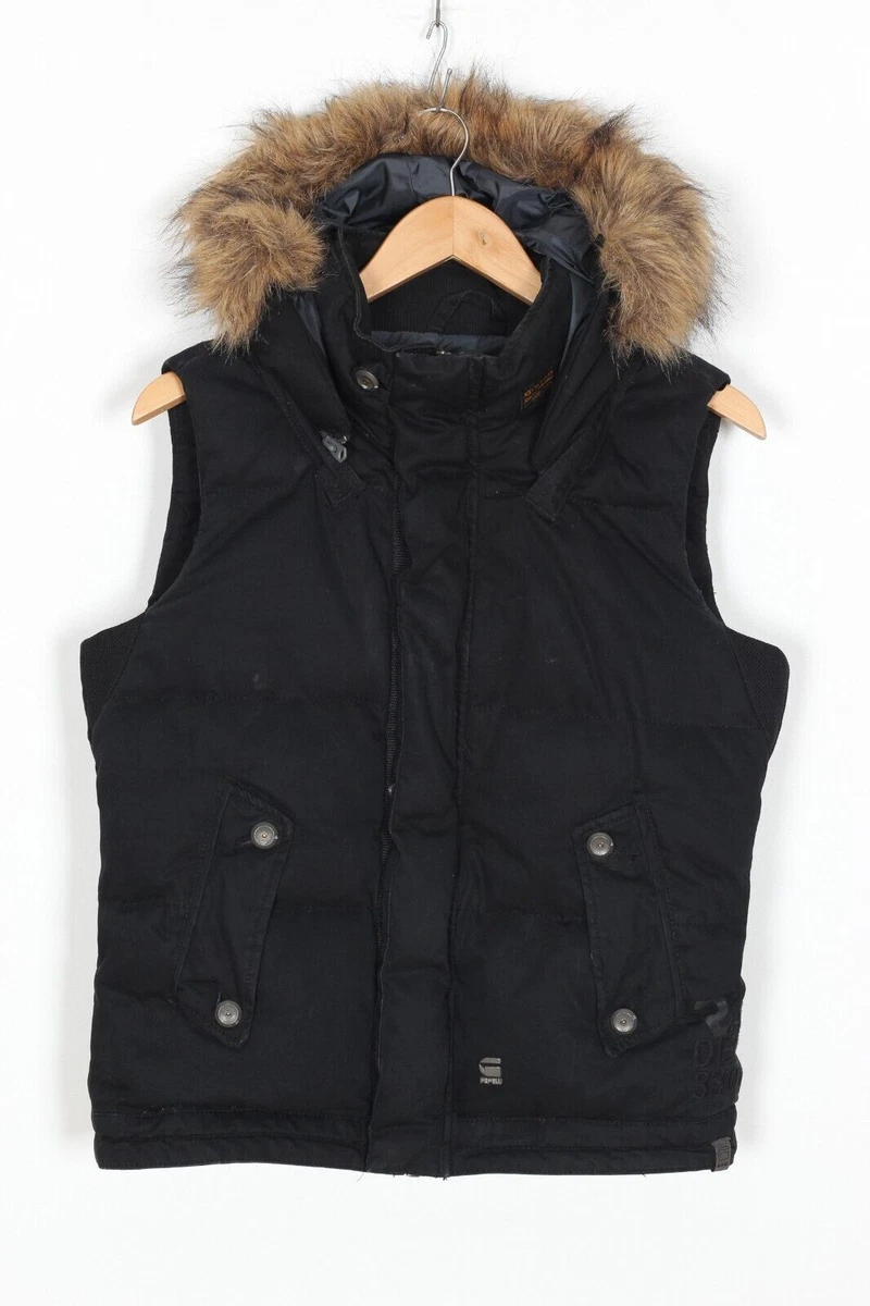 G STAR MORITZ Fur Hooded Down Gilet Vest Jacket Bodywarmer Women