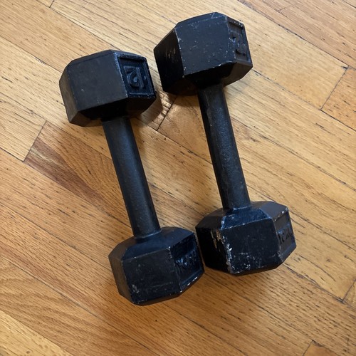 Hex VINTAGE YORK BARBELL DUMBBELLS Iron PAIR OF 12 LB - Picture 7 of 16