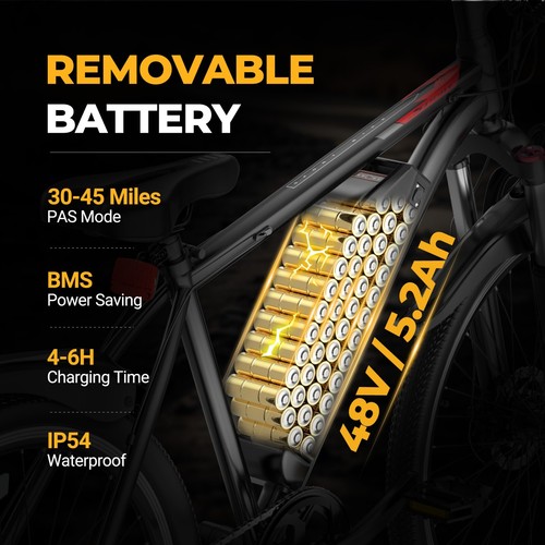 AOVOPRO 26" Electric Bike for Adults w/Peak 750W Brushless Motor, 40Miles 22MPH - Picture 5 of 13