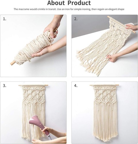 1/2/3Pcs Macrame Hand Woven Wall Hanging Bohemian Tapestry Boho Chic Art Decor - Picture 19 of 40