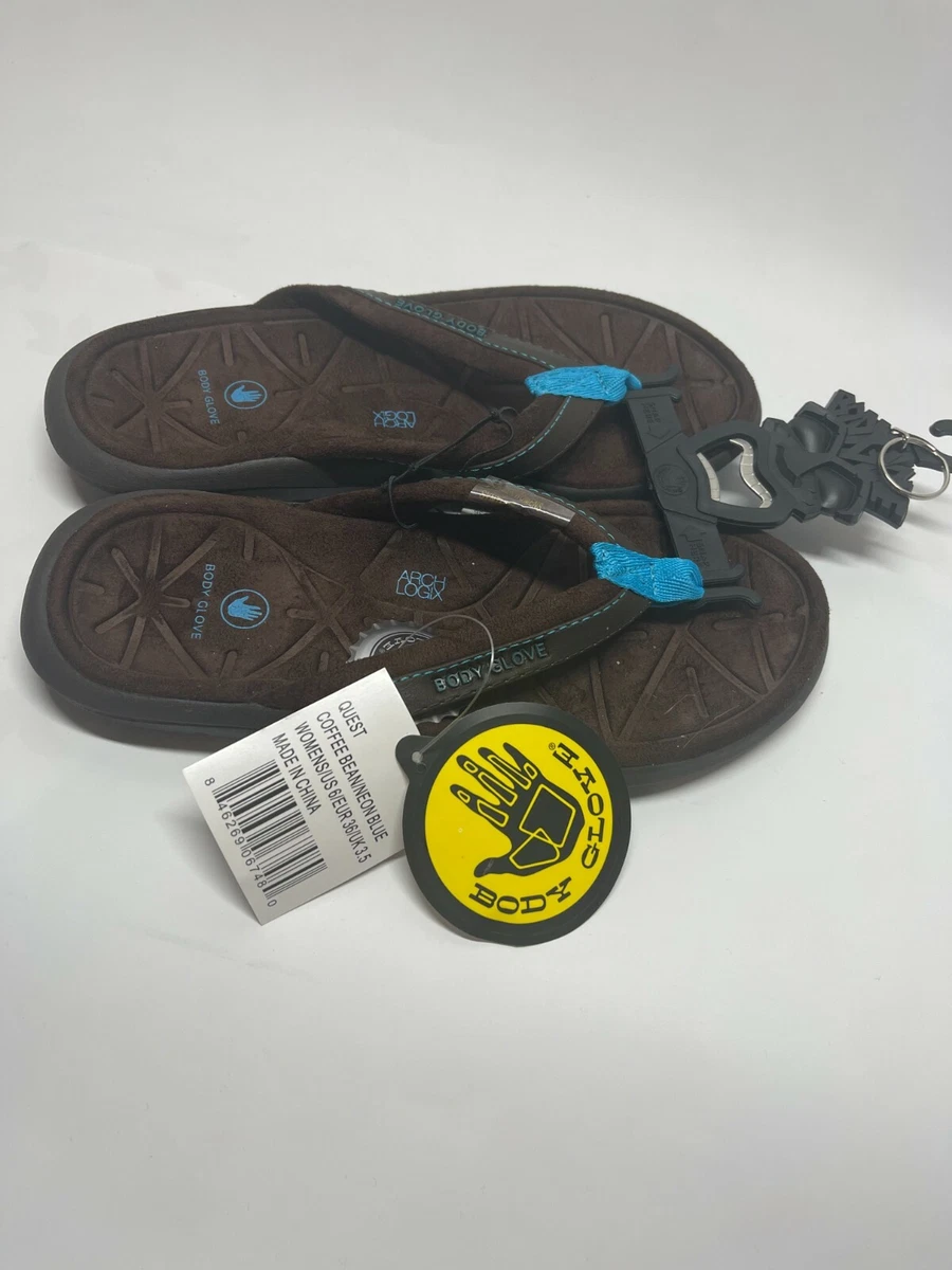 Body Glove Women s COFFEE BEAN NEON BLUE Flip Flop Thong Sandals