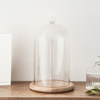 Glass Cloche Bell Jar Display Dome With Bamboo Base - 8 X 5 Glass Cloche Bell Jar Display Dome With Bamboo Base - 8 X 5