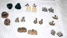 Vintage Clip-On  Screw-Back Earrings Set Variety Of Styles Rhinestones Metal Pl