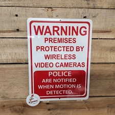 Surveillance signs, Warning, Security, cctv, sign Audio Video Camera 9 x 12" RED