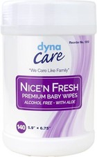 Dynarex 1313 Nice'n Fresh Premium Baby Wipes Scented, 6x6.75 in. Can 