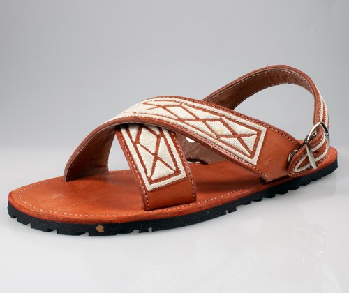 Men Mexican Sandals Huarache Piteado Original Two Straps Leather Color Tang  | eBay