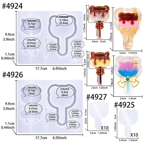 Resin Shaker Silicone Moulds Lolipop Kitty Cat Bear Keychain Charm DIY - Imagen 2 de 12