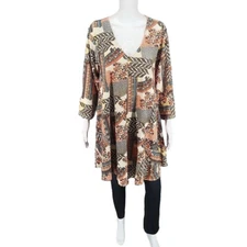 Attitudes by Renee Global Illusions Puma Knit Top Large Sz Printed Tee Shirt