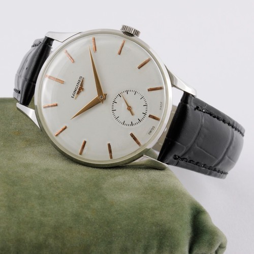SWISS LONGINES FROM 1957 SWISS STEEL MANUAL WIND WHITE DIAL GENTS WATCH REF 7163 - Picture 2 of 12