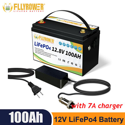 12V 100Ah Lithium Battery Deep Cycle LiFePo4 Rechargeable for Marine RV Solar