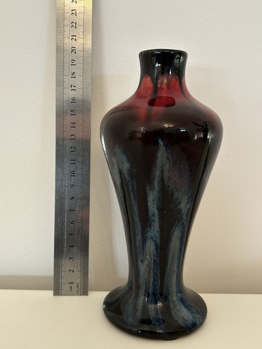 Stunning Vintage Faiencerie Thulin Belgium Pottery Vase Drip Glaze Shape 52 - Picture 7 of 9
