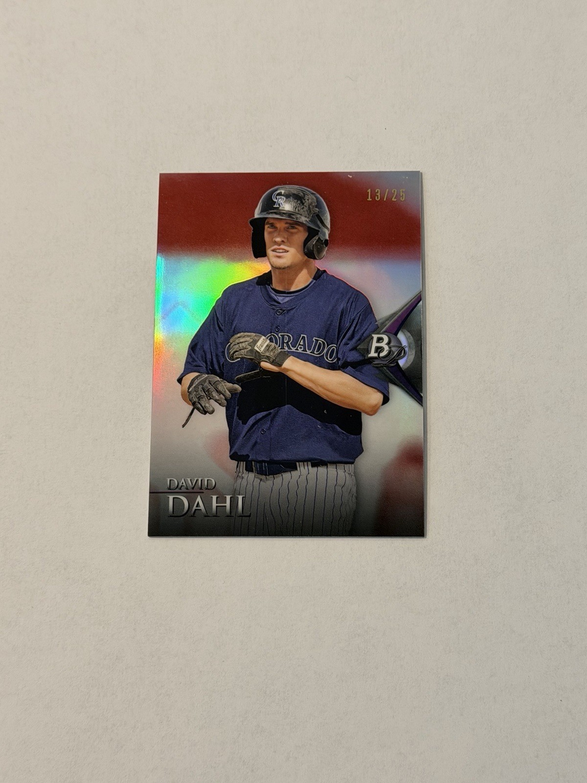2014 BOWMAN PLATINUM RED REFRACTOR DAVID DAHL RC /25