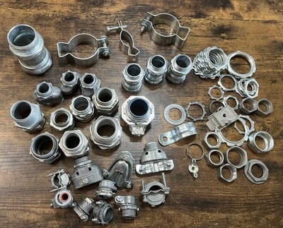Assorted Electrical Conduit Fittings Lot 61 EMT Compression Connectors Nuts
