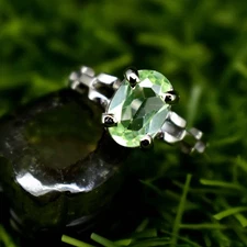 16.15 Ct Green Sapphire Oval 925 Sterling Silver Classy Statement Ring US 6.5