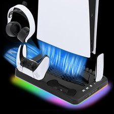Dual PS5 Controller Charging Dock with Cooling Fan 3-Port USB Hub