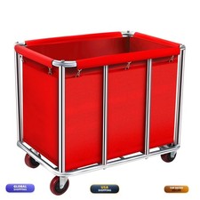 Frides Commercial Laundry Cart Wheels 400L Large Rolling Laundry Cart Steel