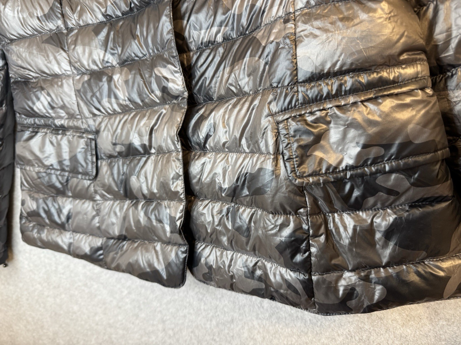 My Anorak Duck Down Blazer Jacket Puffer Woman’s Medium M Camo Black