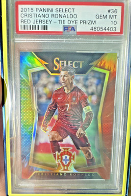 2015 Panini Select #36 Cristiano Ronaldo Red Jersey Tie Dye /30 POP 8 PSA-10 GEM