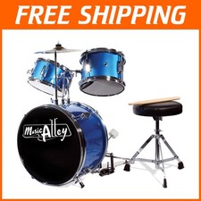 Kids 3-Piece Drum Set with Sticks  Throne