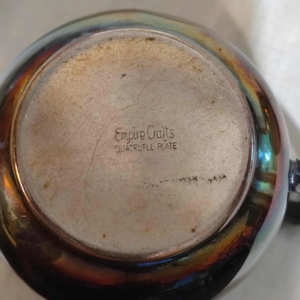 Cuádruple azucarero y crema vintage Empire Crafts enchapado en plata, 4,5"x3"x2,5" Foto 2 de 3