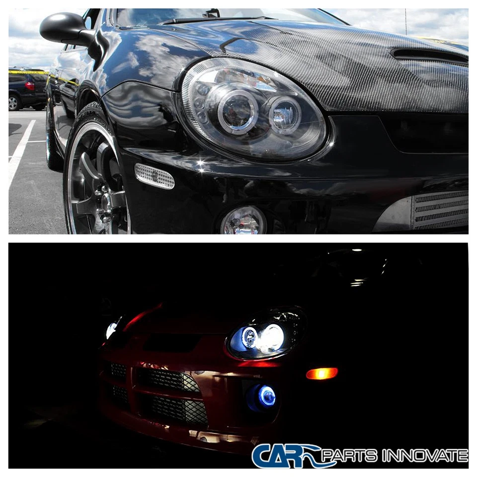 Fits 03-05 Dodge Neon SRT4 SRT-4 Replacement LED Halo Projector Headlights Black Foto 3 de 4