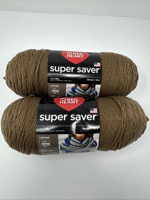 Red Heart Super Saver Yarn Cafe Latte #4 M Worsted 7oz/198g, 364yds/333m 2 Pack