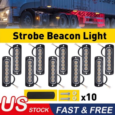 10 X Yellow 6LED Car Truck Emergency Beacon Warning Hazard Flash Strobe Light US