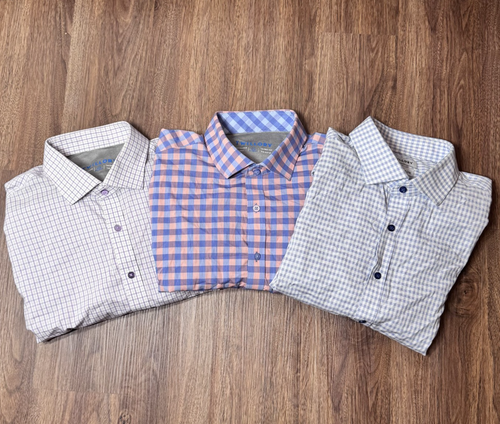 3 Mens Twillory Button Down Dress Shirts Performance No Iron Cotton 17.5 34/35