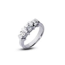 1.42 CT E-SI2 Round Natural Certified Diamonds 18K Gold Classic Three-Stone Ring
