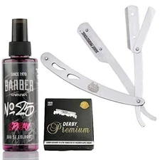 The Shave Factory Straight Edge Razor Kit (Steel Razor/Barber No25 50ml Cologne