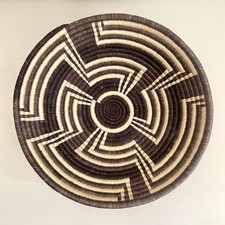 African Basket 12  Hand-Woven Wall-Hanging Boho Decoration Geometric Swirl Bowl