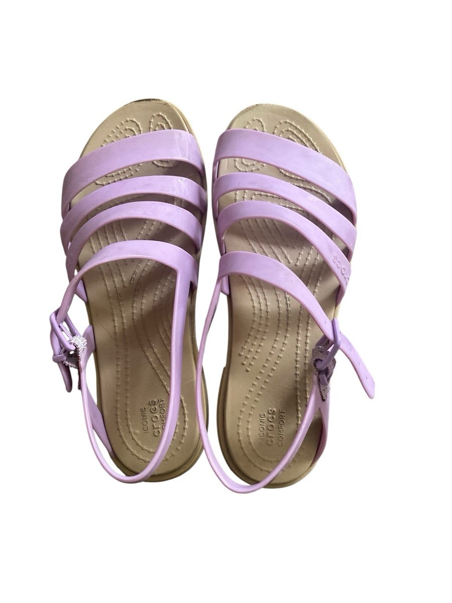 Crocs Tulum Strappy Sandals Buckle Shoes 206107 Women's Size 6W  /Purple/Lilac