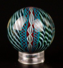 Bryan Trillas Glass Marble/Filigree 14 Cane Pattern/UV/Blues  Black/1.0-1.1inch
