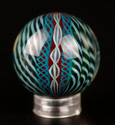 Bryan Trillas Glass Marble/Filigree 14 Cane Pattern/UV/Blues & Black/1.0-1.1inch - Image 1 of 4