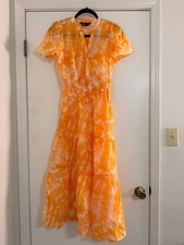 Simply Vera Vera Wang Orange and White Tie Dye Short Sleeve Tiered Maxi Dress