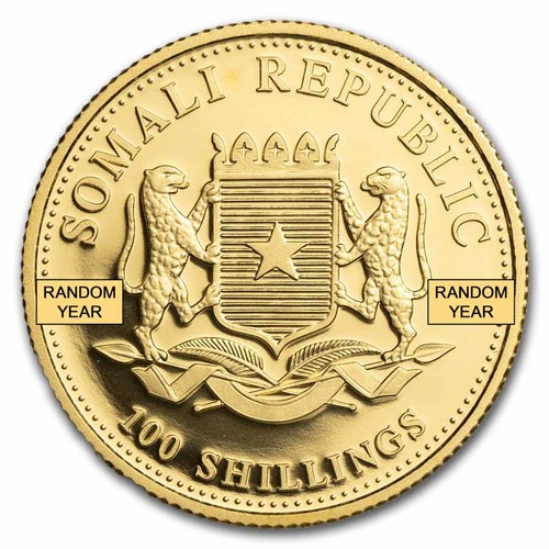 Somalia 1/10 oz Gold African Elephant (Random Year) - 第 2/4 張圖片