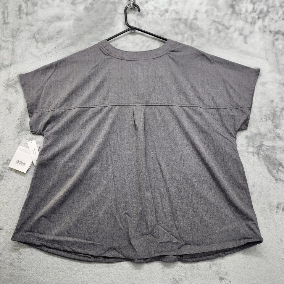 NUEVO Blusa Médica ClimateRight by Cuddl Duds para Mujer 2X Gris Manga Corta 6 Bolsillos Foto 4 de 4