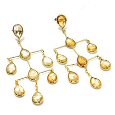 Orecchini a goccia lampadario pietre preziose naturali argento 925 o placcato oro 18 carati