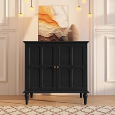 Black Sideboard Buffet Cabinet with Storage Mid-Century Modern Storage Cabinet