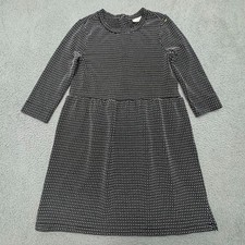 LOFT Womens Long Sleeve Button Back Midi Knit Dress Black White Size M